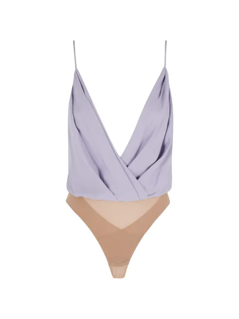 Elisabetta Franchi Georgette draped camisole bodysuit Purple BO01461E2