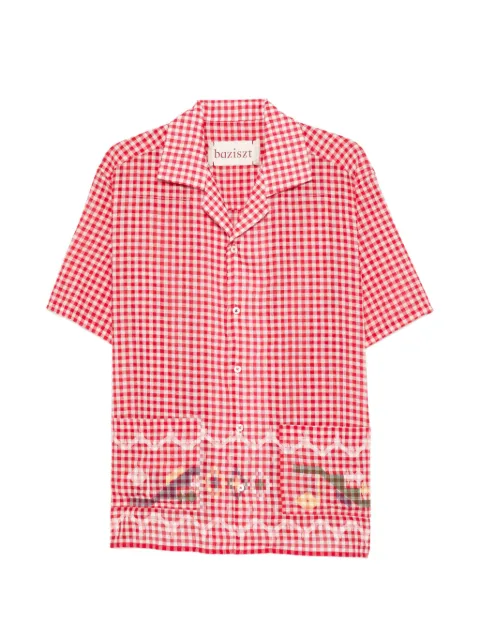 Baziszt checked embroidered shirt Red ZAMDANISHIRT