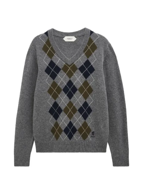 Pringle of Scotland argyle V-neck sweater Grey PMM900