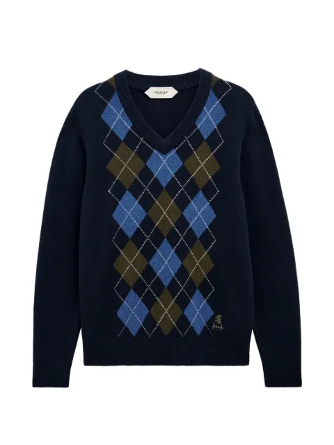 Pringle of Scotland V-neck argyle sweater Blue PMM900