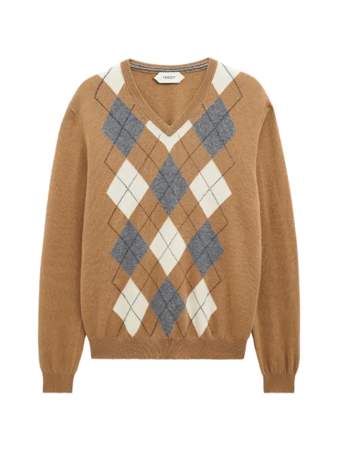 Pringle of Scotland V-neck argyle-pattern sweater Neutrals PMR871