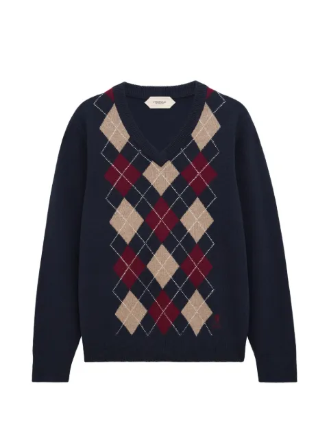 Pringle of Scotland argyle V-neck sweater Blue PMM900