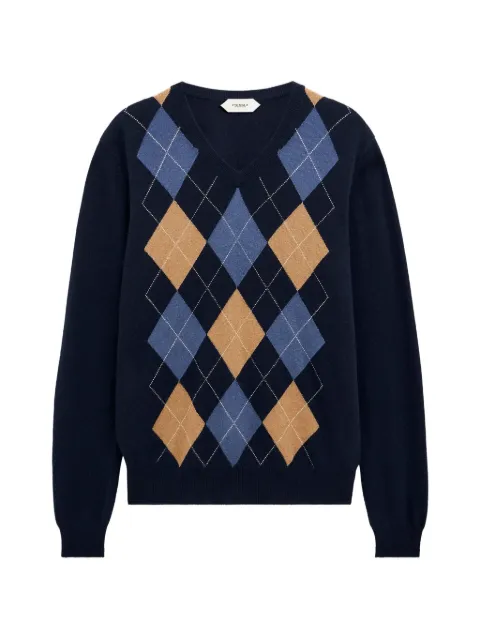 Pringle of Scotland argyle-pattern V-neck sweater Blue PMR871