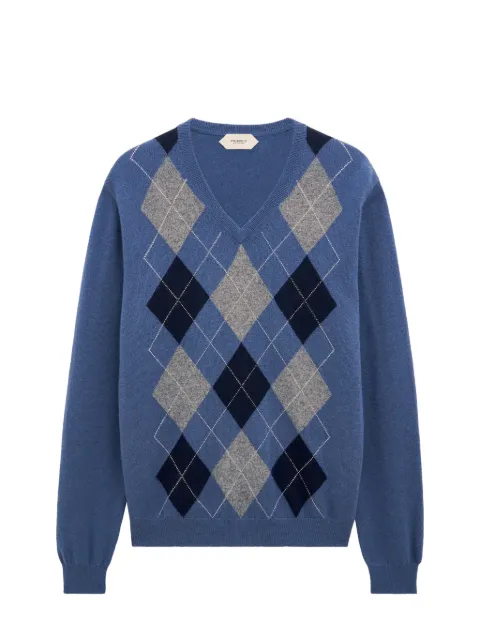 Pringle of Scotland V-neck argyle sweater Blue PMR871