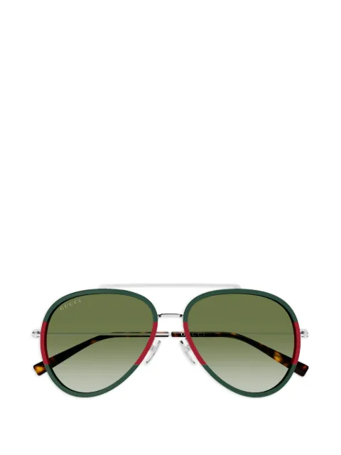 Gucci Eyewear striped pilot-frame sunglasses Green GG1981S007