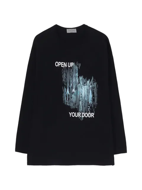 Yohji Yamamoto graphic-print long-sleeve T-shirt Black HKT919871