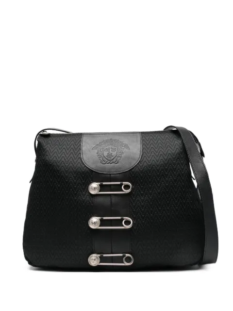 Versace Pre-Owned 1990s La Medusa safety pin canvas shoulder bag Black VE600AIQ