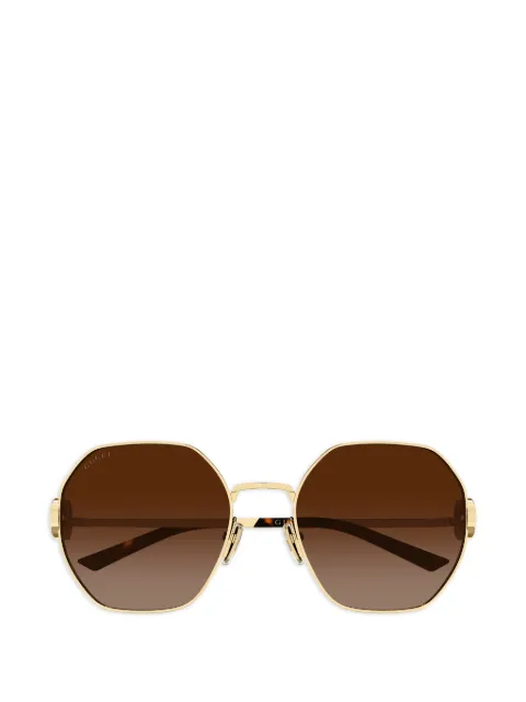 Gucci Eyewear interlocking G geometric-frame sunglasses Gold GG2046S003