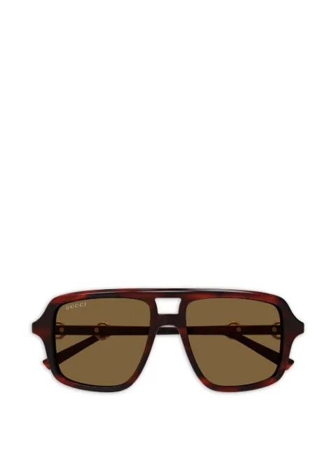 Gucci Eyewear horsebit-detail geometric-frame sunglasses Brown GG2052S
