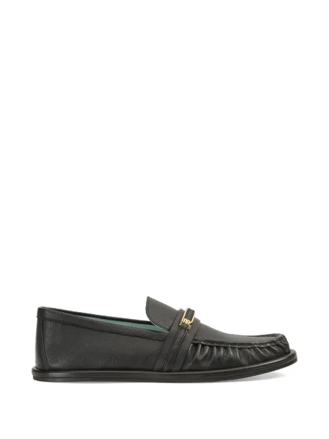 Sergio Rossi Bitt logo-plaque ruched loafers Black B14450MVIN14170