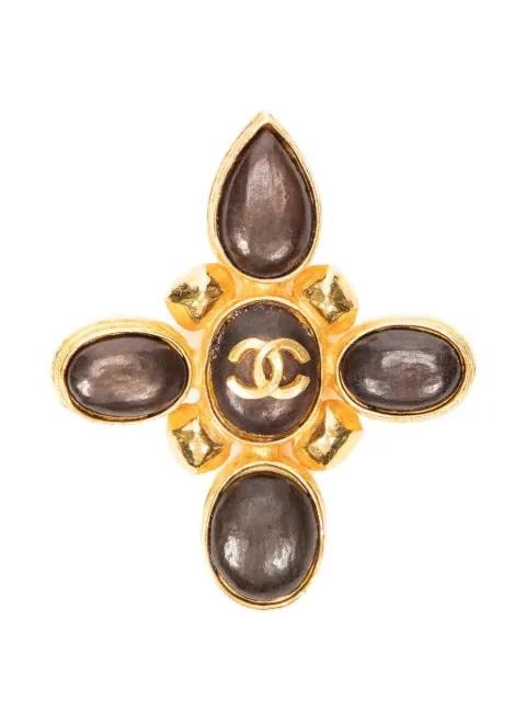 CHANEL Pre-Owned CC cross brooch Gold 97A
