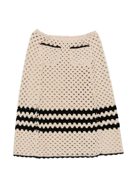 Nº21 crochet striped midi skirt Neutrals AC039523