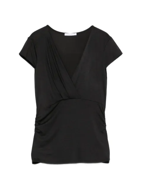 Patrizia Pepe V-neck draped modal T-shirt Black 8M1814J372