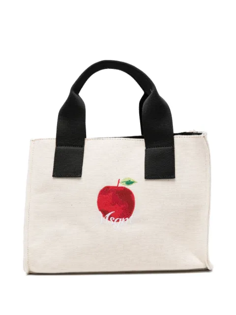 MSGM small apple embroidered tote bag Neutrals 4041MDZ1297702