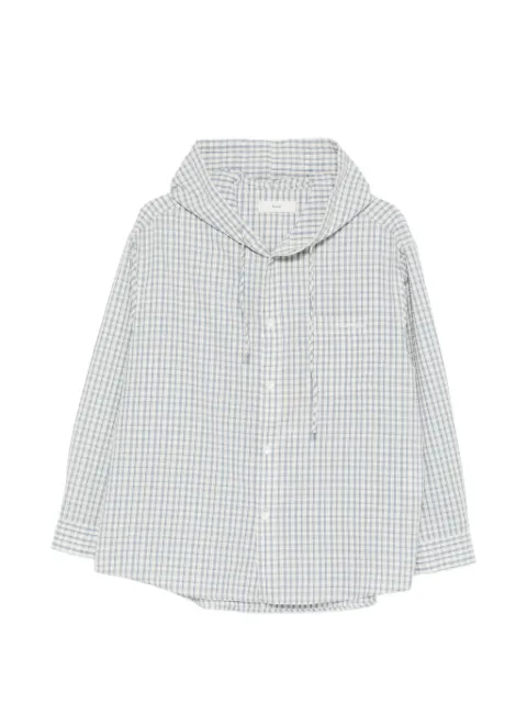 DUNST hooded check shirt Blue UDSH6A107CR