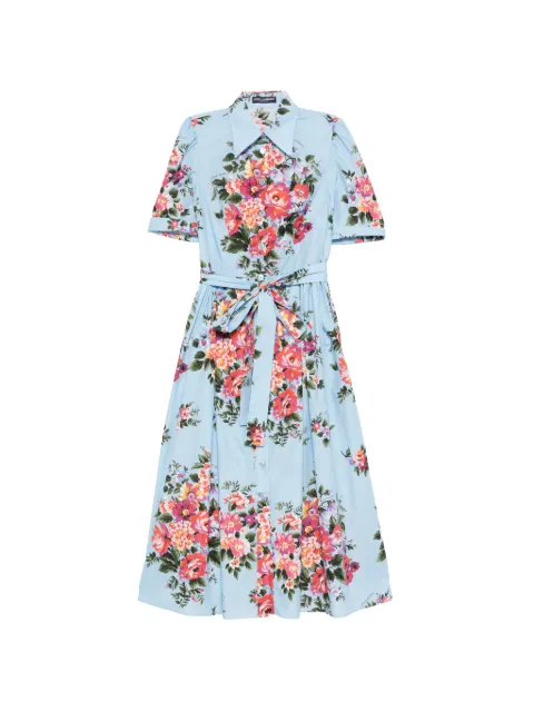 Dolce & Gabbana floral-print belted midi dress Blue F6JFNTHS5UU