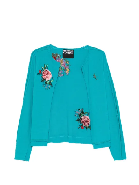 Versace Pre-Owned 2000s embroidered wool cardigan Blue VE250AIM