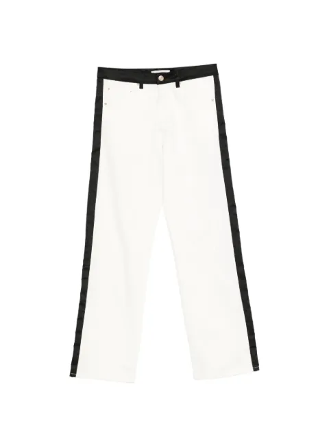 Wales Bonner belt-loop logo-patch trousers White WS26DE04CO05100