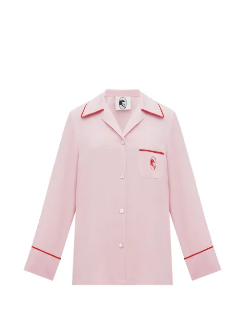 Sleeper contrast-trim pocket pajama-style shirt Pink FUSR02P006N
