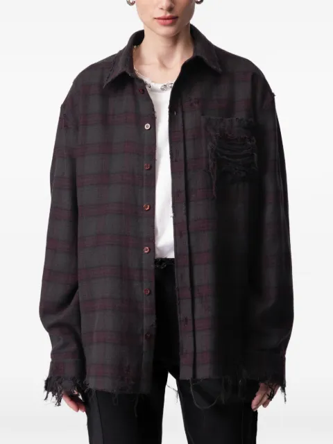 ARTICLE TEN plaid cotton shirt Grey A0305901