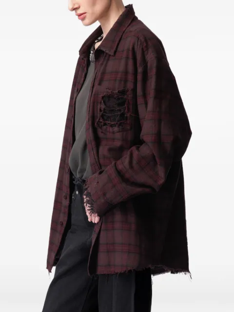 ARTICLE TEN distressed plaid shirt Red A0305901