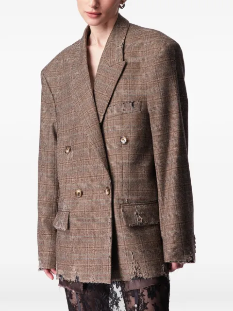 ARTICLE TEN distressed plaid blazer Brown A0205503