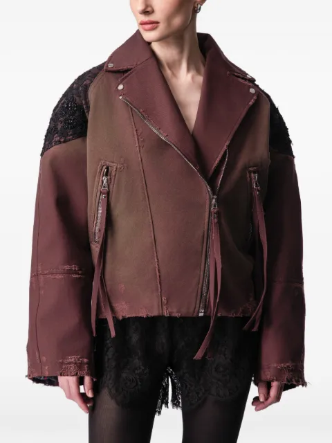 ARTICLE TEN lace-panelling jacket Brown A0106001