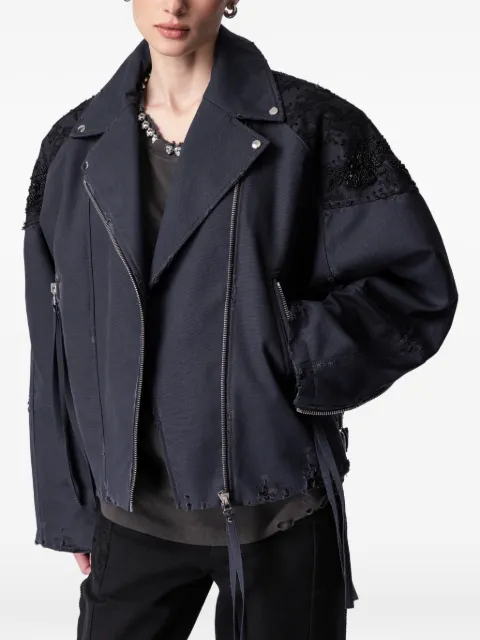 ARTICLE TEN lace-panelling jacket Blue A0106001