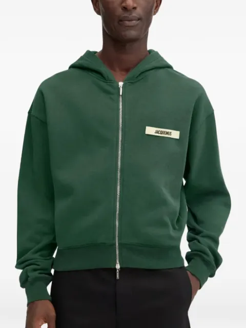 Jacquemus The Gros Grain logo zipped hoodie Green JQHDGDGRN01