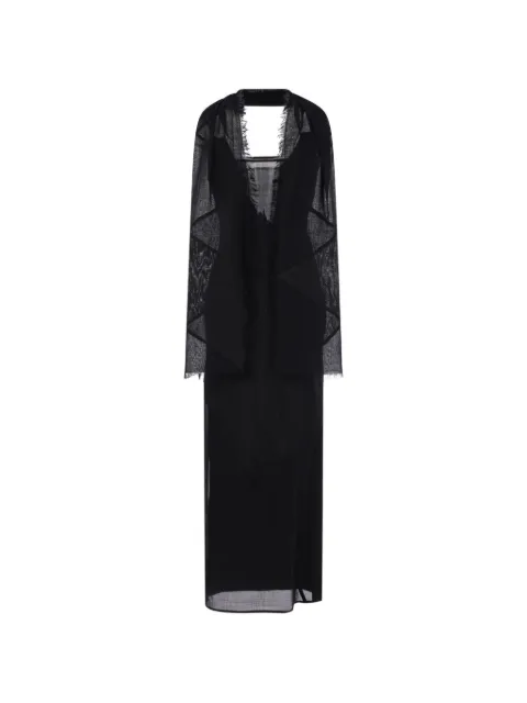 YEHUAFAN long-sleeved patchwork dress Black 1022BLACK