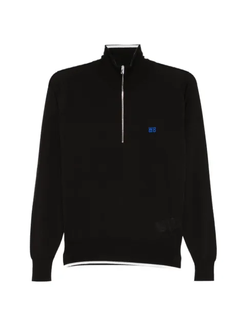 Wales Bonner Park quarter-zip chest-logo T-shirt Brown US26KNS4880WO04801