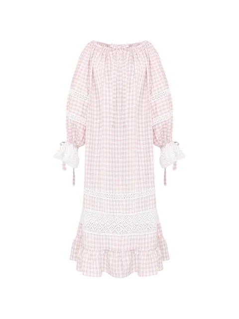 Sleeper Romantica gingham lace-detail maxi dress Pink RMDR01G019L