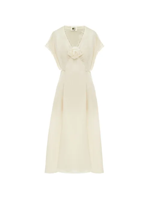 Sleeper Genus Rosa lace-trim satin midi dress Neutrals GRDR02P023R