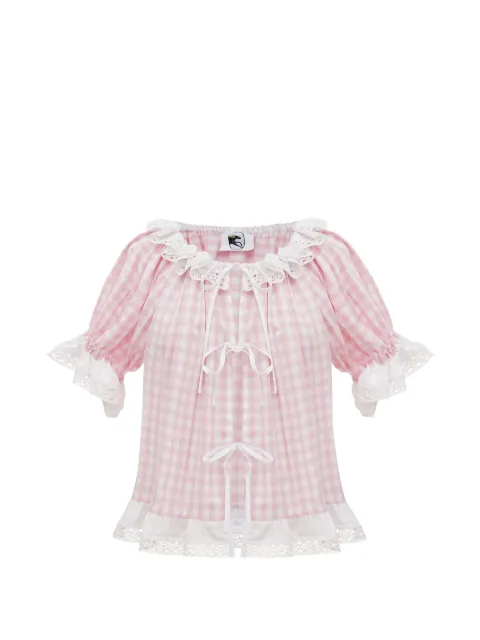 Sleeper Romantica gingham ruffled lounge set Pink RMSS02G019L
