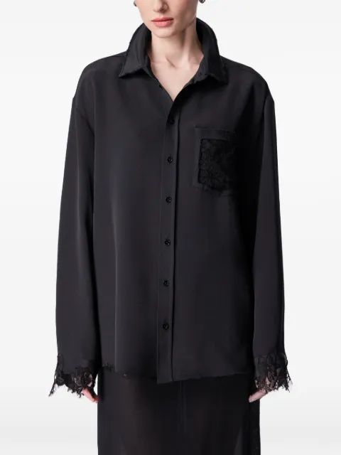 ARTICLE TEN lace-panels shirt Black A0305902