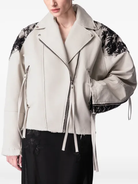 ARTICLE TEN lace-panelling jacket Neutrals A0106001