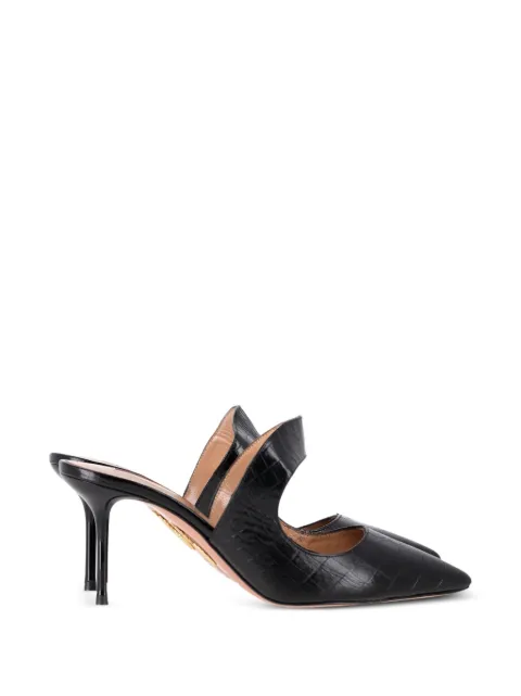 Aquazzura croc-embossed pointed-toe mules Black RFCPUGBSH669020W