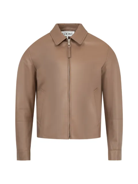 LOEWE zip-up leather jacket Brown H526Y34LAX