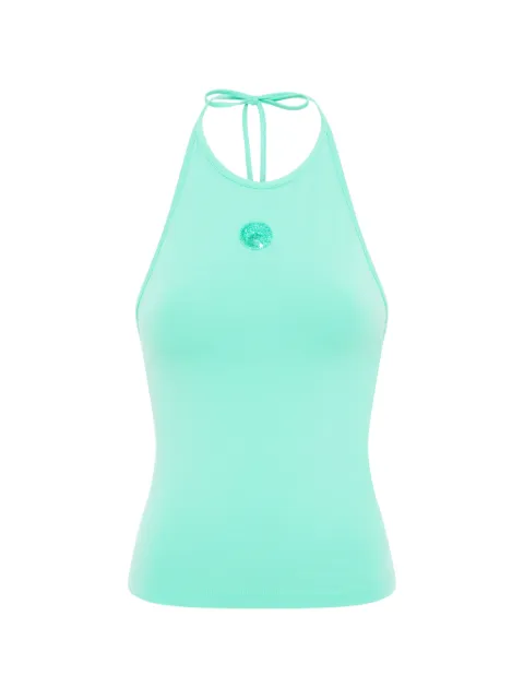 Marine Serre pearl logo halter top Green WTO504ACJER0115