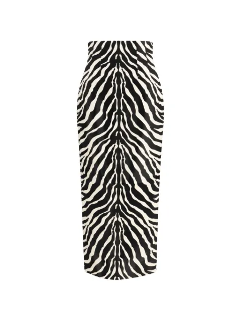 KHAITE Loxley zebra-print midi skirt Black 4108711
