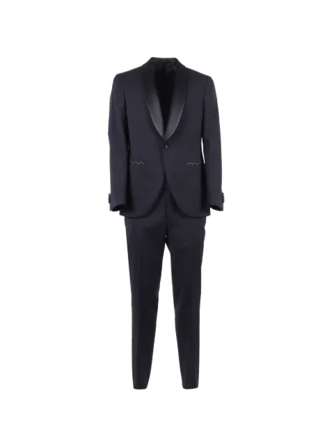 LUIGI BIANCHI MANTOVA shawl-collar zig-zag suit Blue 334664000