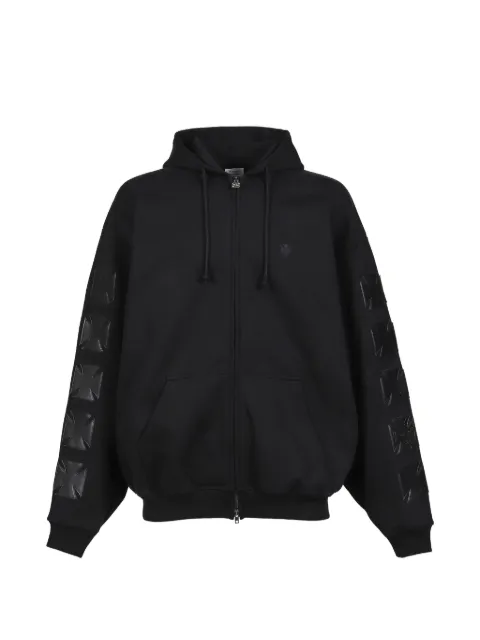 VETEMENTS leather biker cross hoodie Black ME76ZU267
