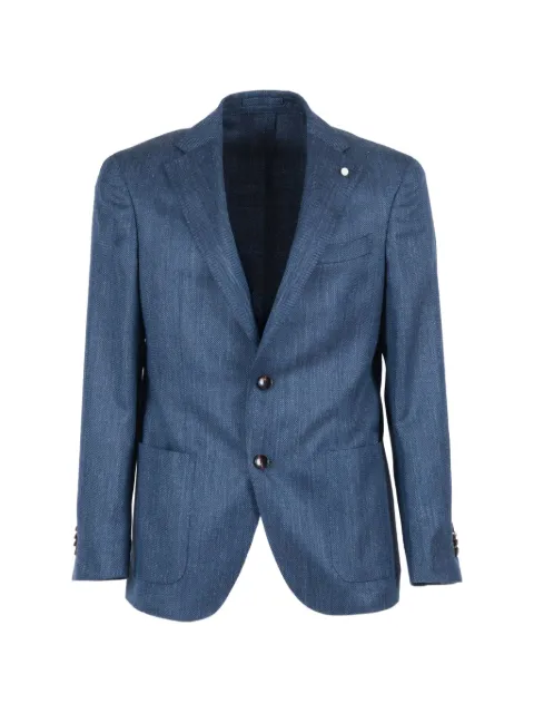 LUIGI BIANCHI MANTOVA herringbone single-breasted blazer Blue 240362263