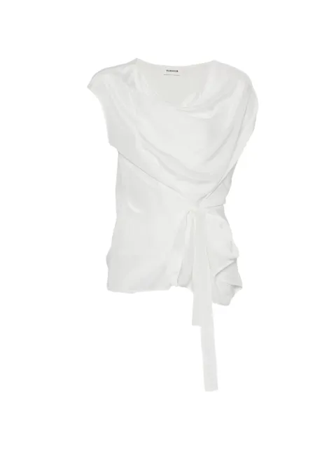 P.A.R.O.S.H. Saxon cowl-neck tie blouse White SAXOND311729