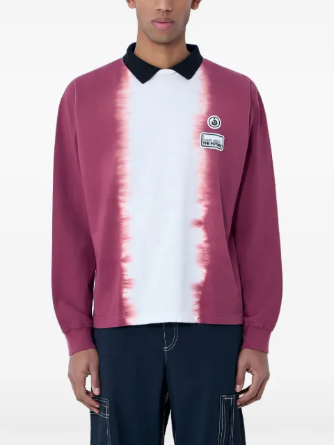 NÒMARYTHM TEXTILE contrast collar logo patch long sleeve shirt Red N40CS06