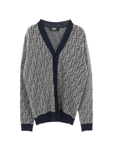Fendi Pre-Owned 2020s FF logo V-neck cardigan Grey 1039869