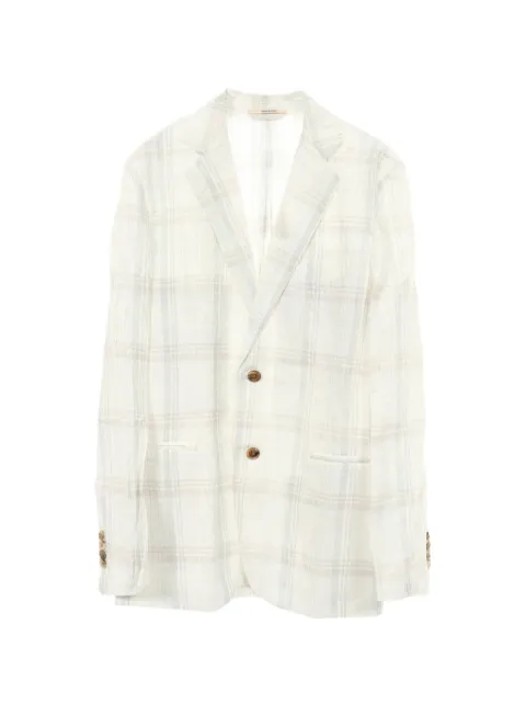Hermès Pre-Owned 2010s single-breasted check blazer White 1033230