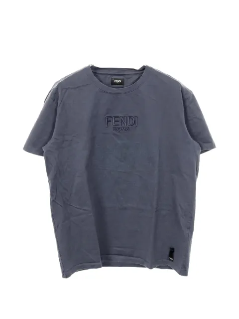 Fendi Pre-Owned 2000s logo-embroidered T-shirt Grey 1026592