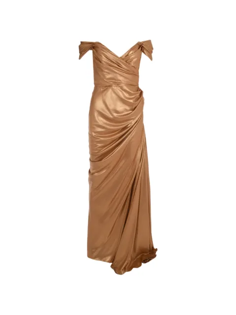 Rhea Costa Gaia draped maxi dress Brown 25335D