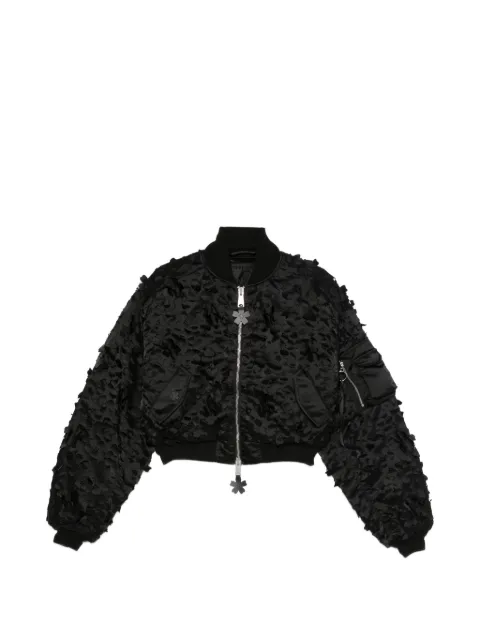 Cecilie Bahnsen floral-appliqué cropped bomber jacket Black ALPHAXCBMA1CR